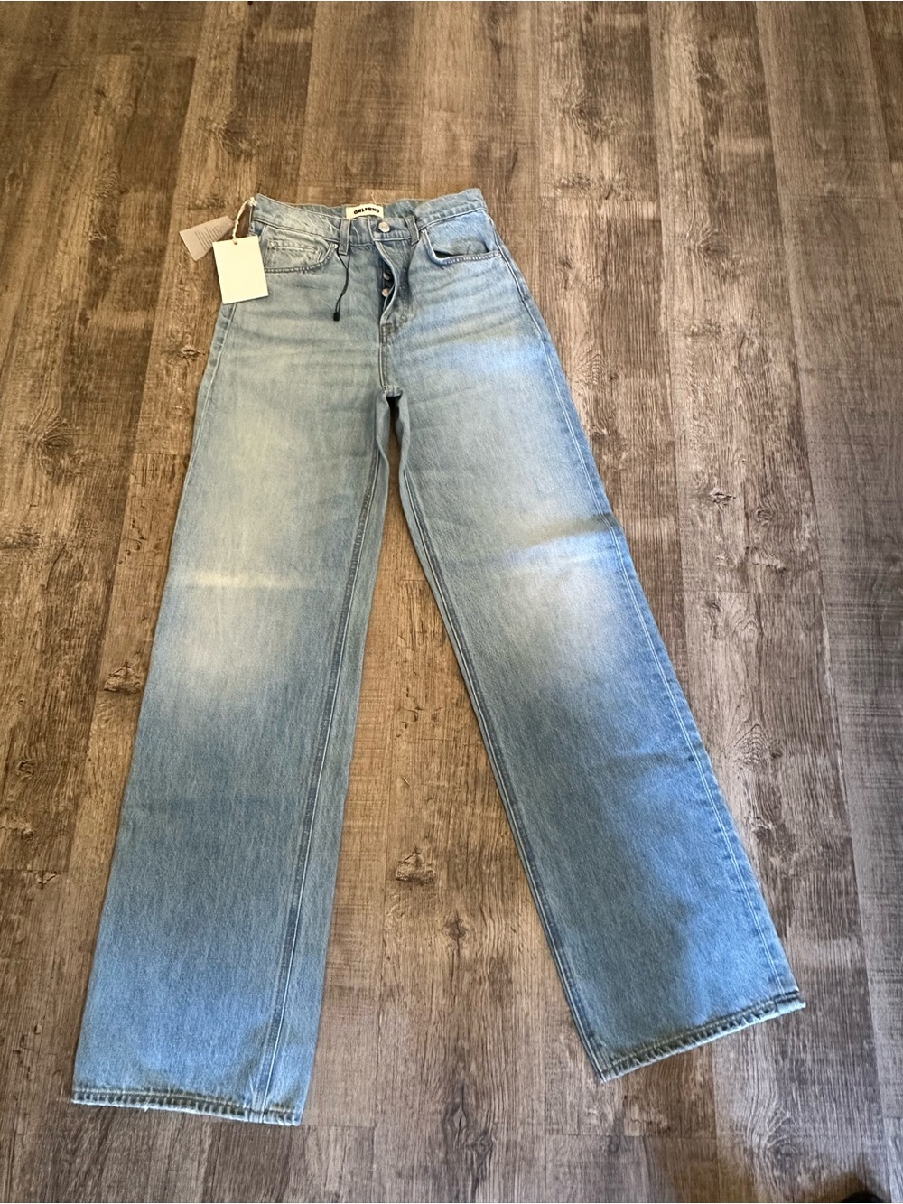 girlfriend  Light Blue Wide-Leg High-Rise Jeans